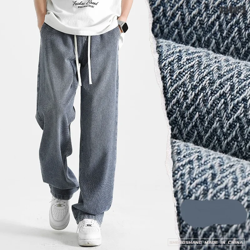 Jeans Kaki Lebar Longgar Modis Pria 2025, Jeans Longgar Retro Jalanan Lurus Kasual, Jeans Nyaman Kasual, Elasti