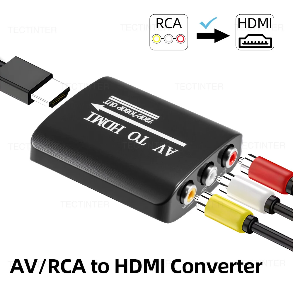 HD 1080P AV RCA auf HDMI-kompatibler Adapter für PS2/PS3/Xbox One/WII/N64-Spielkonsolen, inklusive USB-Kabel, als Gaming-Zubehör. – Detail 2