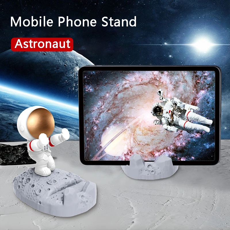 Office Desk Decoration Portable Astronauts Mobile Phone Stand Holder IPad Lazy Stand Ornaments Resin Spaceman Bracket Gift