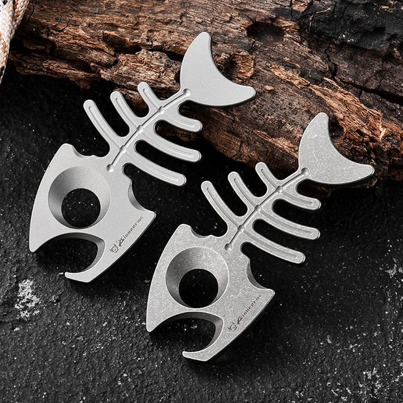 Outdoor Multifunctional EDC Stainless Steel Fish Bone Bottle Opener Keychain Pendant for Men Creative Small Gift