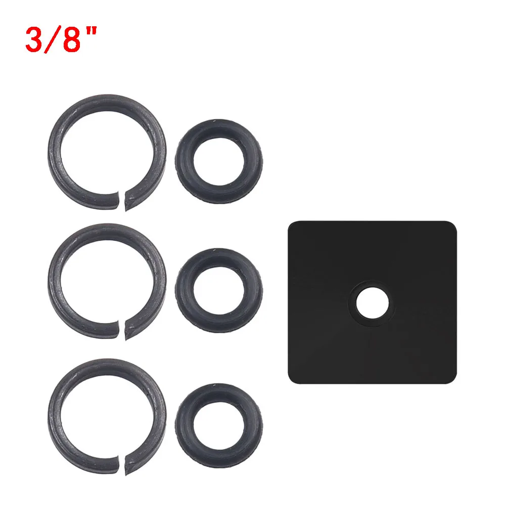 3 Sets 3/8 Inch Wrench Retaining Ring Clip With O-Ring With Anvil Install Tool Matal Balck Square Drive Socket Retainer Rings