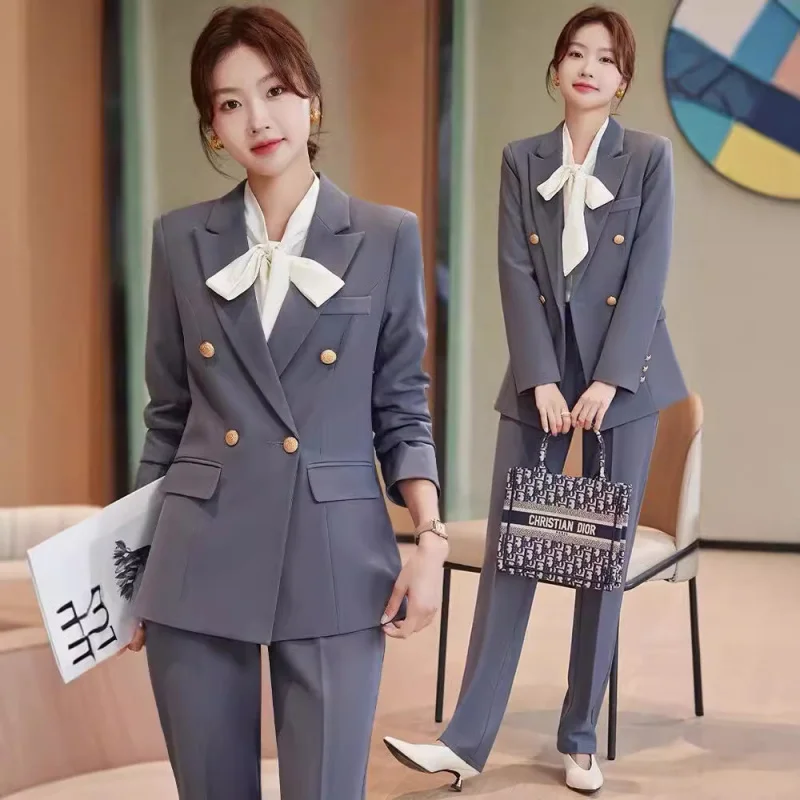 

Серый женский костюм 2025: Новинка! Элегантный деловой костюм-пиджак в стиле «Богиня» для весны и осени