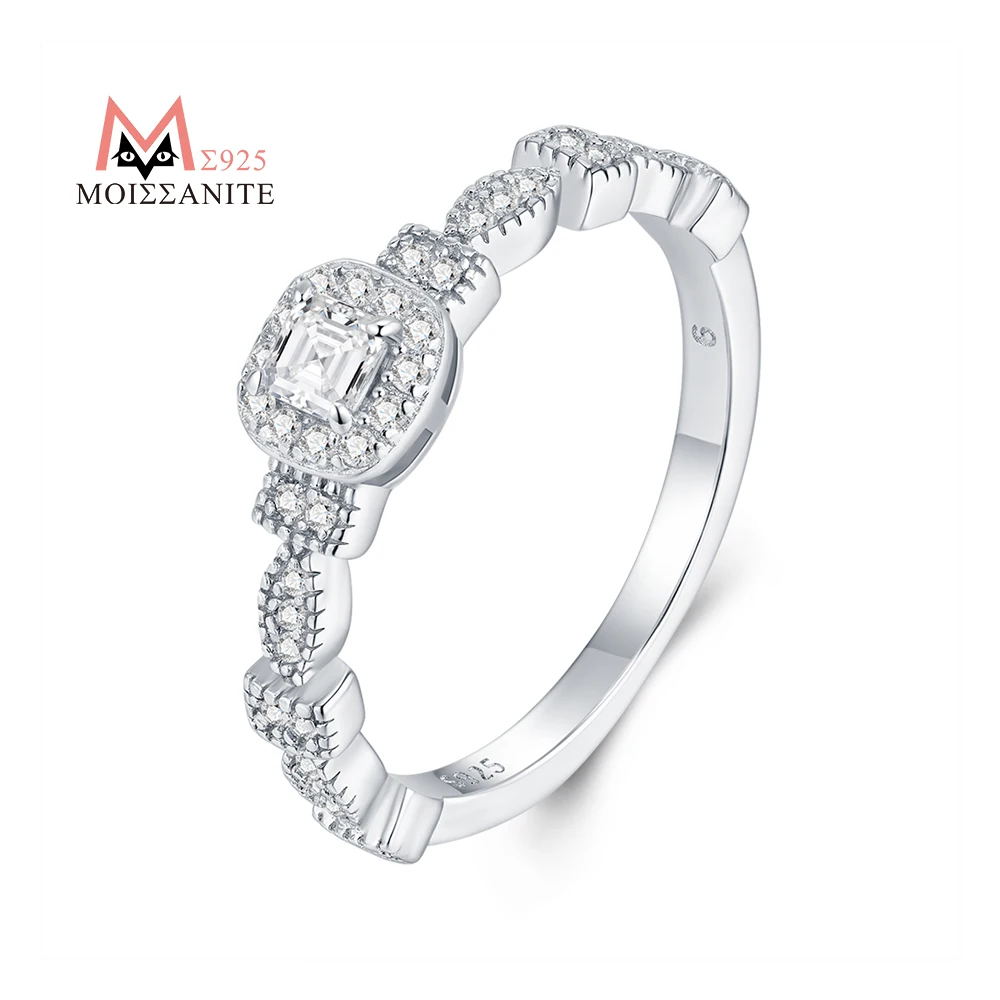 

JIUZUAN S925 Sterling Silver Cushion Cut Moissanite Ring for Women Halo Design with Cubic Zirconia Elegant Engagement Jewelry