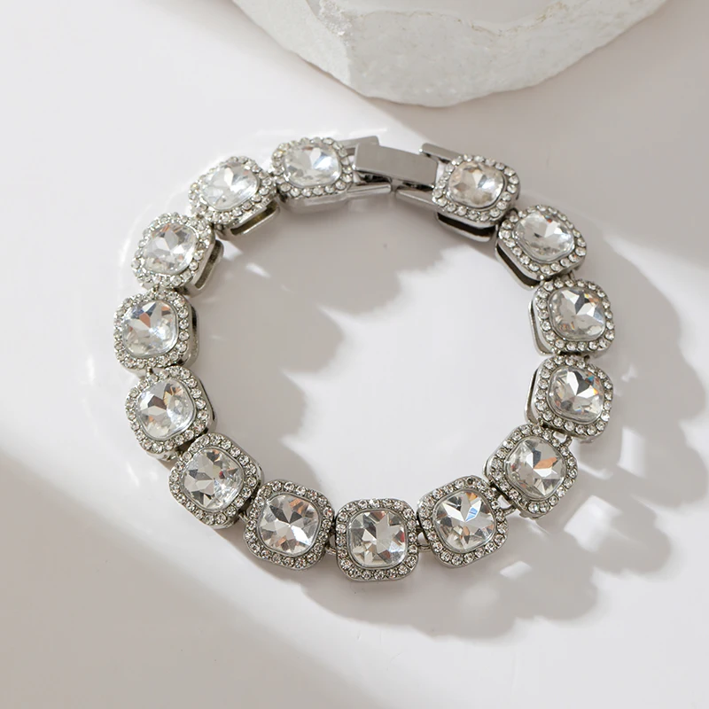 EILIECK Hochwertige Funkelnde Zirkon-Halskette, Dickere Metall-Kubanische Kette, Statement-Halskette, Hip-Hop-Punk-Schmuck, Geschenk – Detail 17