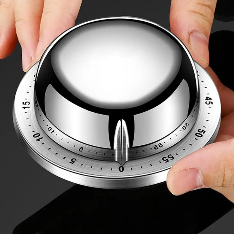 Stainless Steel Kitchen Timer with Magnetic Base Manual Mechanical Cooking Timer Countdown Cooking Tools KitchenTimer