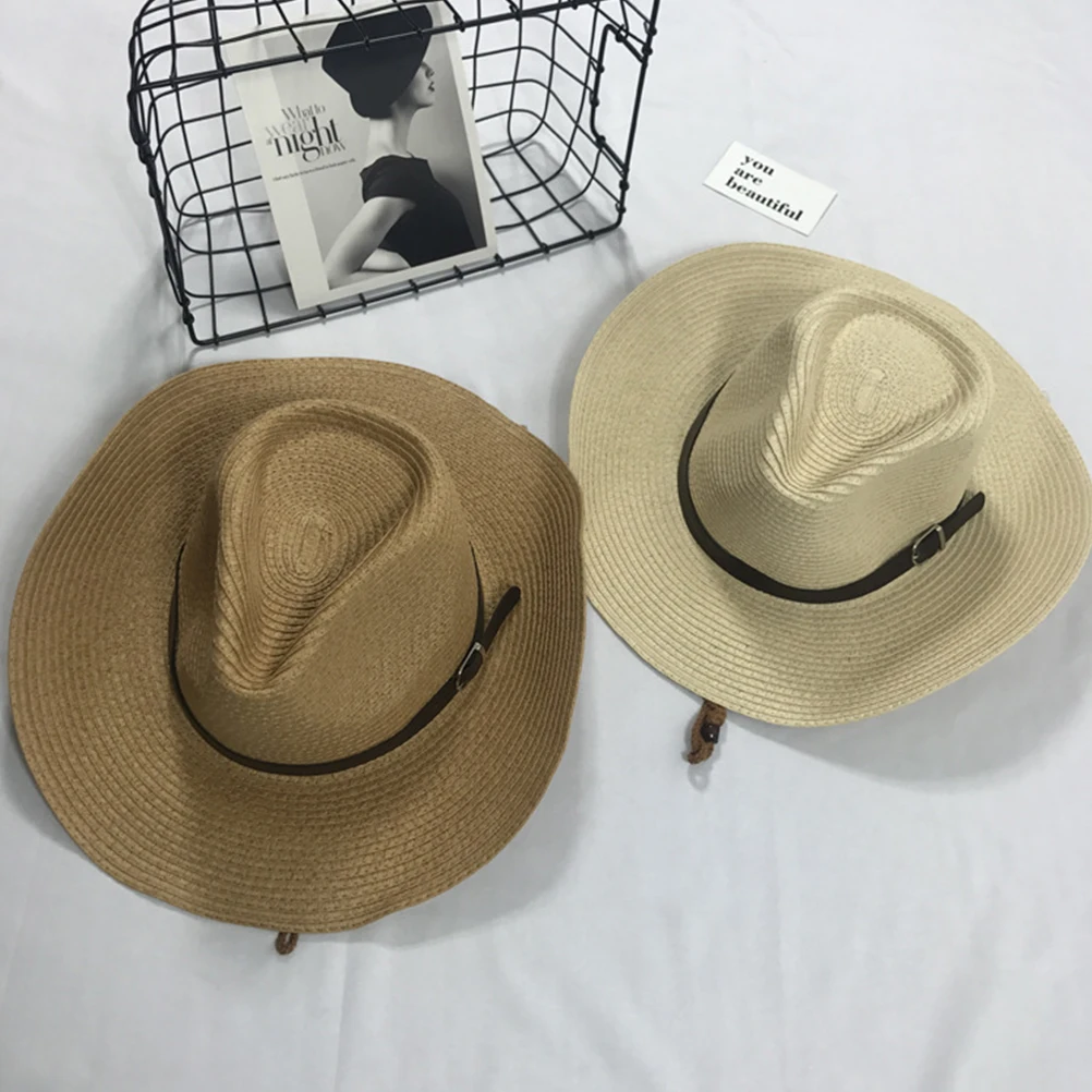 

Straw Woven Sun Hat Outdoor Beach Khaki Performance Lightweight Breathable Wide Brim Retro Fashion Classic Vacation Tourism