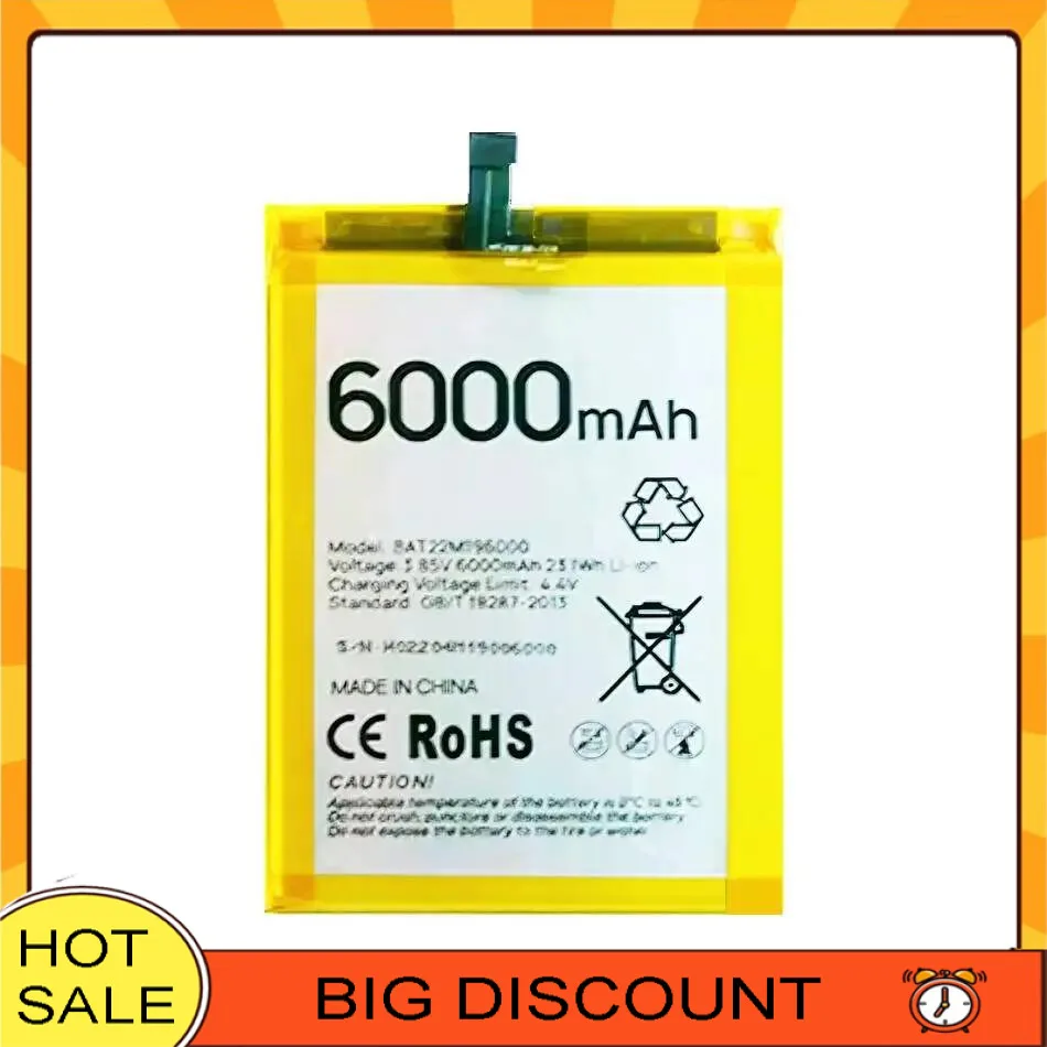 

Mobile Phone Battery Long-Lasting Performance High Capacity For Doogee BAT22M196000 6000Mah