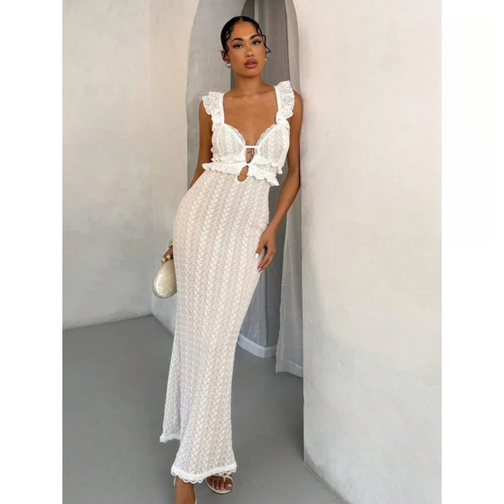 Women French Style Backless Dress Pure Desire Aesthetic Elegant Slim Fit Soft Breathable Flattering Daily Vacation Party Comfy