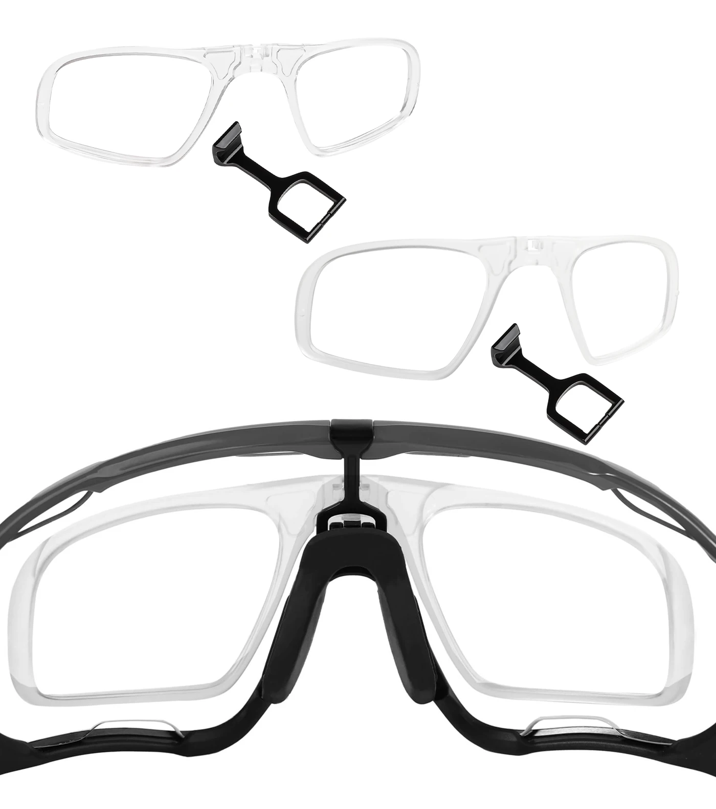 

Insert Clip-On RX Adaptor Lens Carrier with Nose Bridge Hook Wicket for Oakley Jawbreaker OO9290 Jawbreaker Asian Fit OO9270