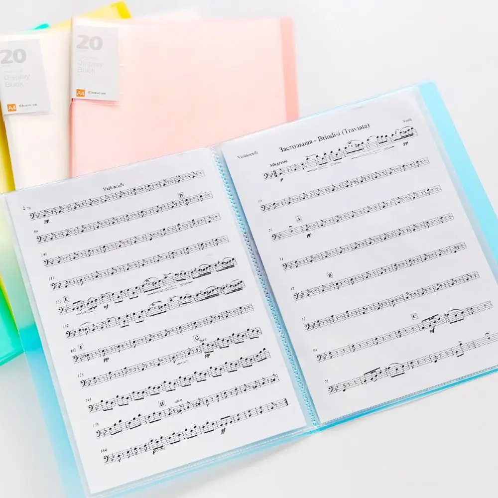 Plastic Document Storage Bag Thicken Piano Music Score Displayable File Folders 20/40/60pages Loose-leaf