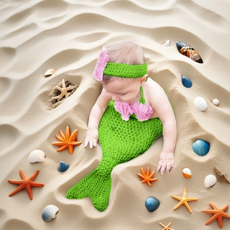 

3pcs handkted nevorns sea-maiden costum