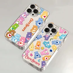 Cute C-Cares Cartoon Bears Phone Case For iPhone 16 15 14 13 12 11 Mini Pro Max X XR XSMax 7 8 Plus Transparent Soft TPU Cover