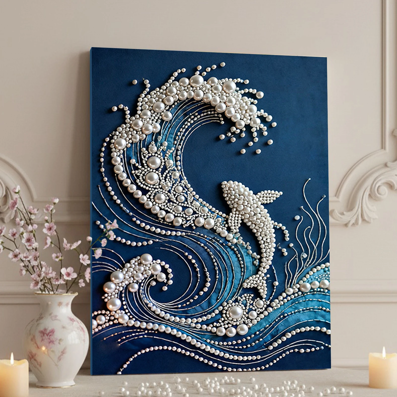 

Flying Fish DIY Pearl Painting Kit for Adult Home Wall Decor 40x50cm With Frame