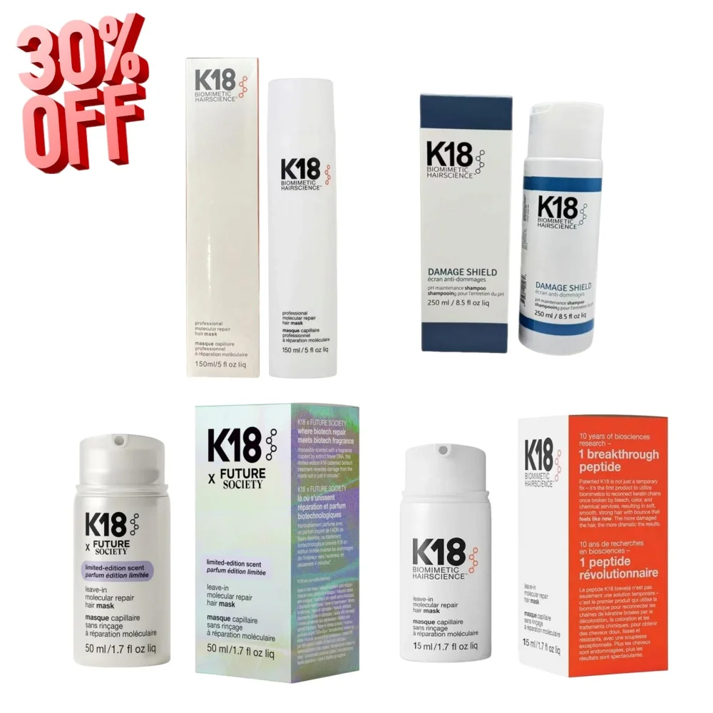 

Маска для волос K18 Leave-In Molecular Repair с патентованным пептидным кератином: глубокое восстановление поврежденных волос, против пушистости, для гладкости и ухода за волосами.