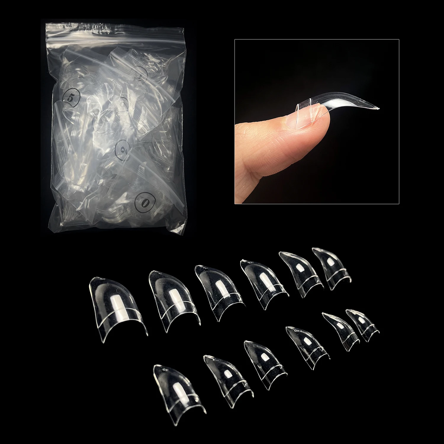 504pcs Short Eagle Claw Nail Tips Deep Curved Stiletto Artificial Press on Nail Halloween Style Clear Half Cover False Nail