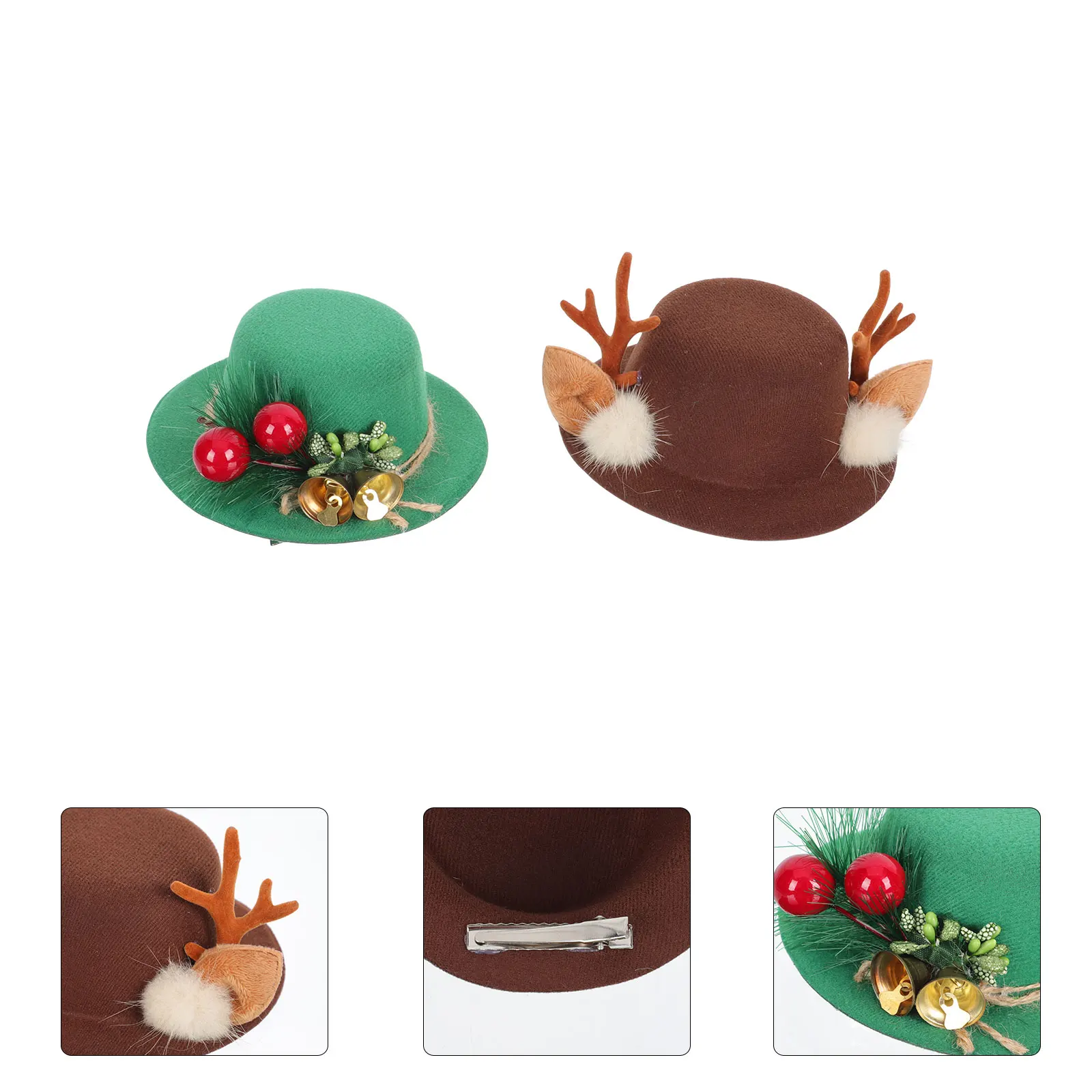 

2pcs Elk Berry Hat Hairpins Christmas Hair Accessories Lovely Head Decors Premium Quality Xmas Party Headdress Costume Hairpin