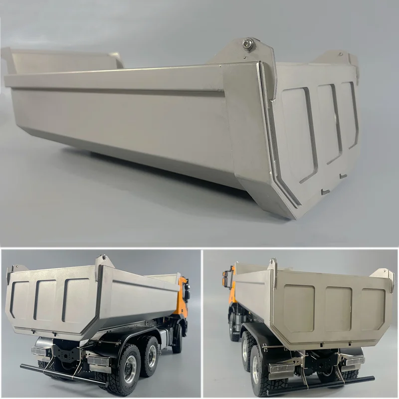 

Metal Dump Truck Body 6x6 Stainless Steel U Bucket for 1/14 Tamiya RC Truck Trailer Tipper Scania MAN Benz Volvo Car Diy Parts