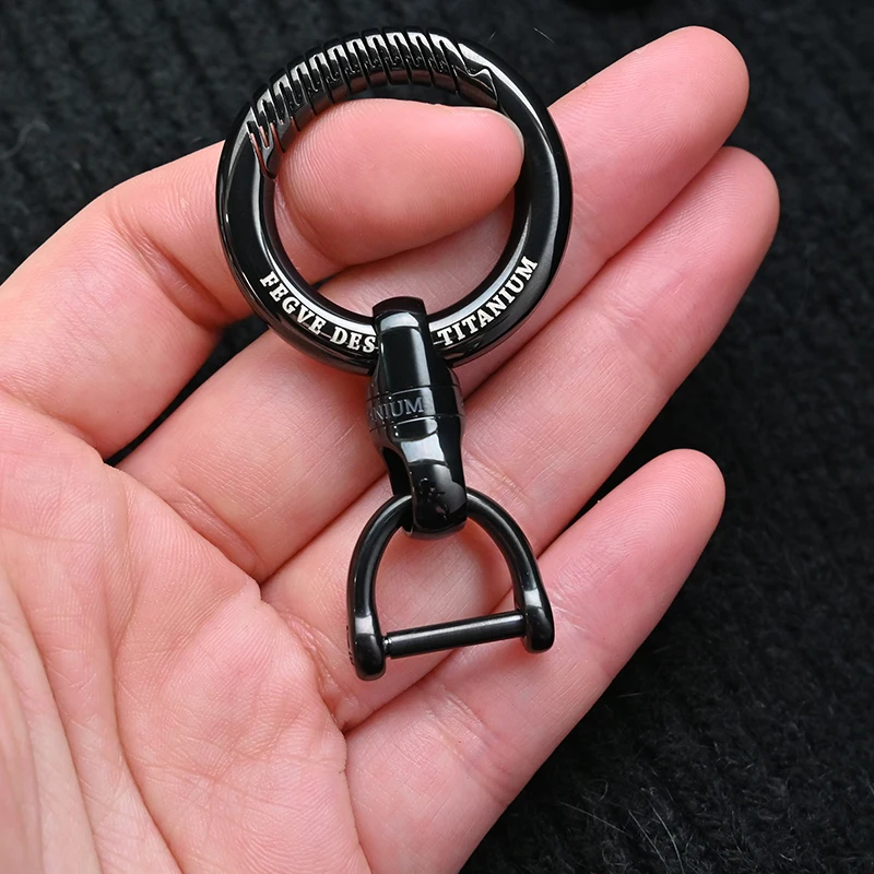 Luxury Black Titanium Alloy Car Keychain Key Ring High-End Men Can Rotate 360° Waist Hang Key Chain EDC Collocation Gift For Men