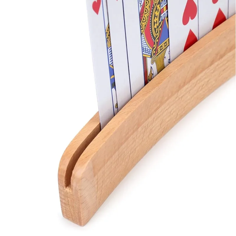 2/4Pcs 13" Curved Wood Card Organizer Cardholder Playing Card Trays Card Game Accessories for Adults, Small Hands, Seniors