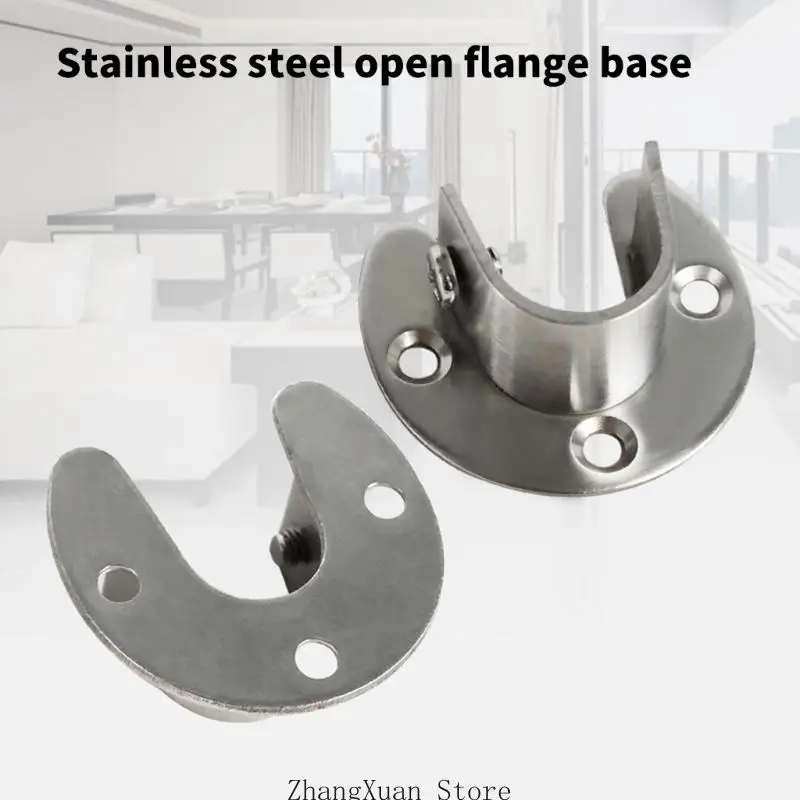 4Pcs Contemporary Flange Mount Wardrobe Support Brackets High Strength Metal Design Enhances Closet Space For 25mm Poles 3XUF