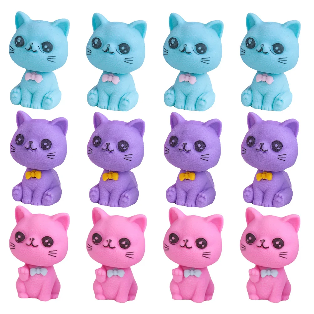 

48Pcs Compact Cat Erasers Cartoon Animal Shaped Mini Erasers for Students Drawing Writing Bulk Set Eraser Animals