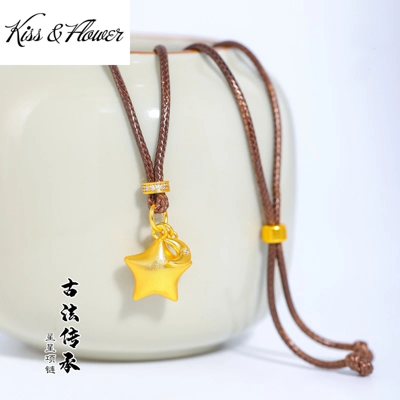 

KISS&FLOWER Gold Star Necklace Pendants Charm For Women Wedding Party Birthday Christmas Bride Mother Girlfriend Lady Gift PD212