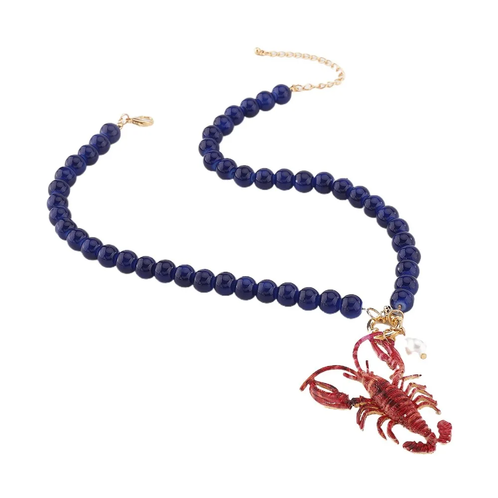 الكرتون الحيوان بوهيميا مطرز قلادة الرقبة مجوهرات سحر جراد البحر قلادة قلادة شل ملحق عطلة الشاطئ قلادة الطرف #1