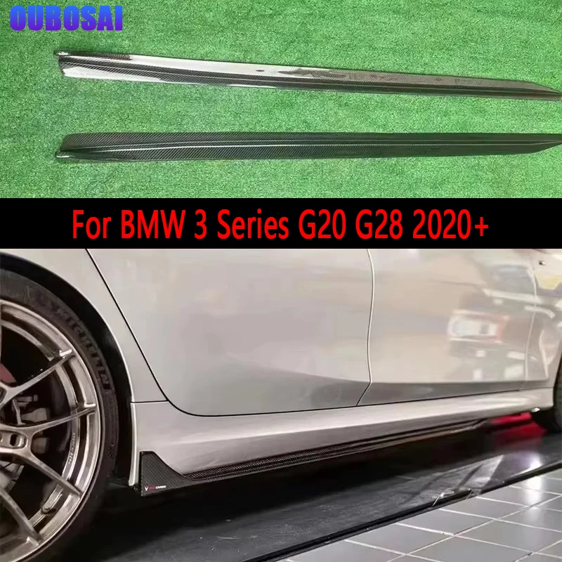 For BMW 3 Series G20 G28 2020+ Carbon Fiber Side Skirt Side bumper Splitters Side skirts Cupwings Apron Side panel Auto Parts