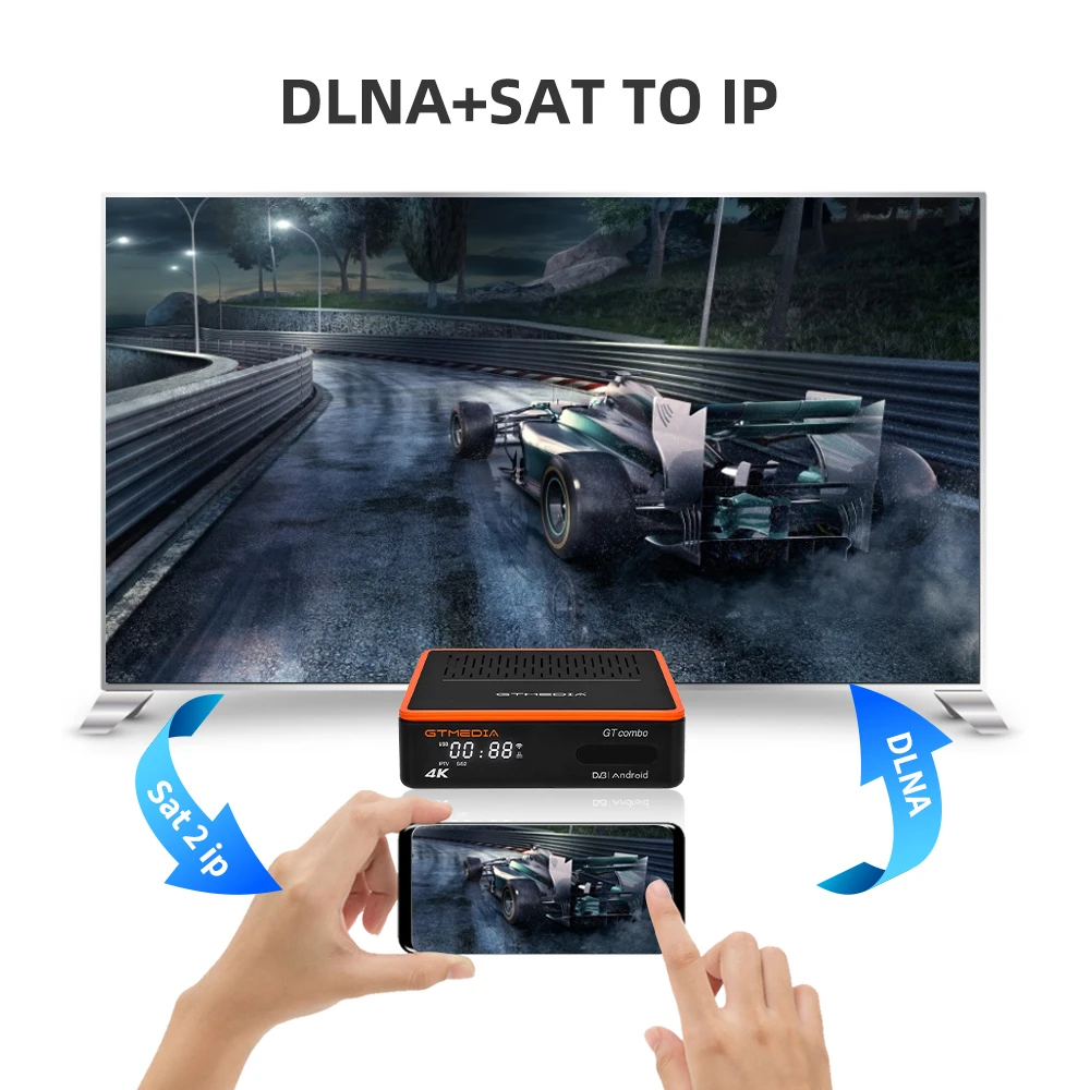 GTMEDIA GT Combo 4K 8K Android 9.0 Smart TV BOX DVB-S2 T2 Kabel 2G+16G Odbiornik satelitarny Obsługa M3U Ccam Wbudowane Wifi PK GTC