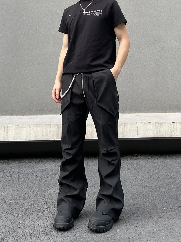 

Американские функциональные рабочие брюки унисекс с молнией, дизайнерские, с аккуратным кроем, слегка расклешенные