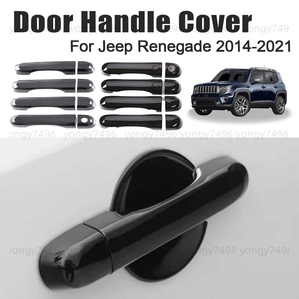 

Car Upgrade Door Handle Cover For Jeep Renegade 2014-2021 Glossy Black Carbon Fiber Red Chrome Silver Cars Accessories Styling