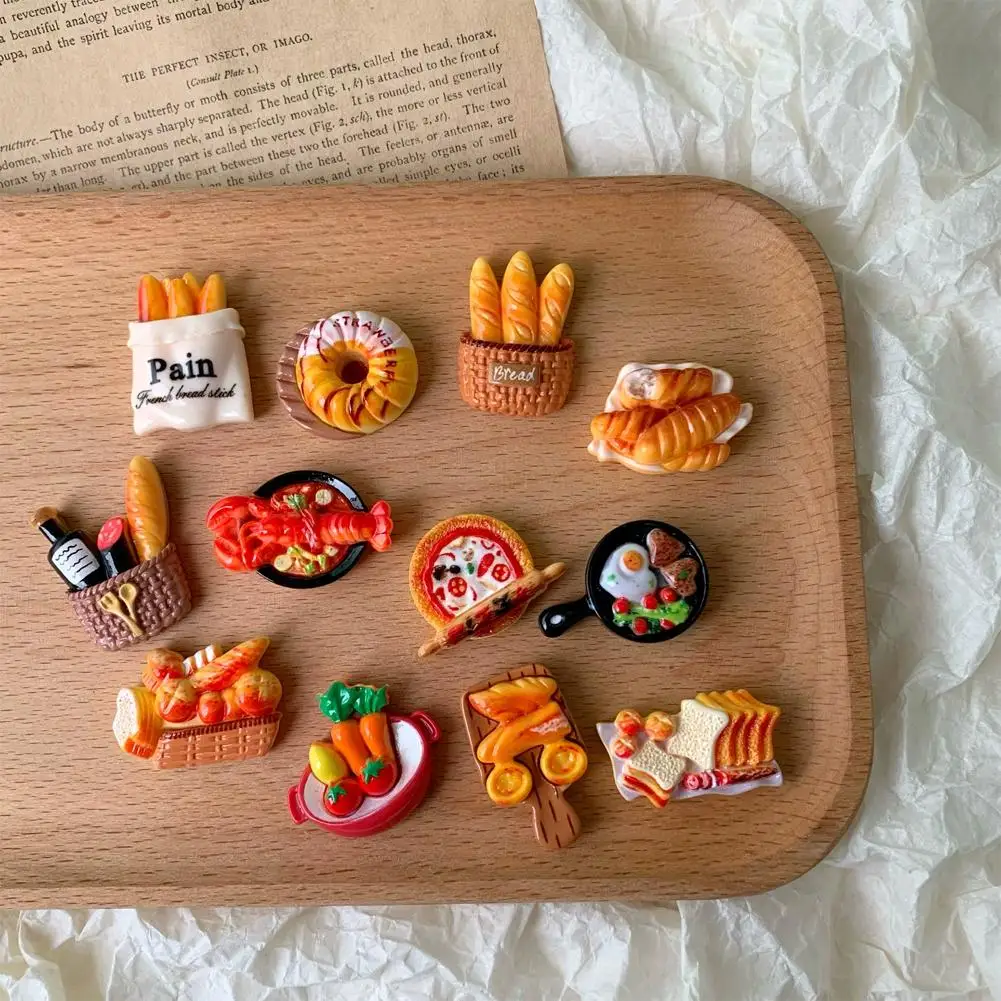 Simulation Bread Refrigerator Magnets Kawaii Cartoon Food Fridge Magnets Cute Decorative Photo Message Magnet Magnetic Sticker