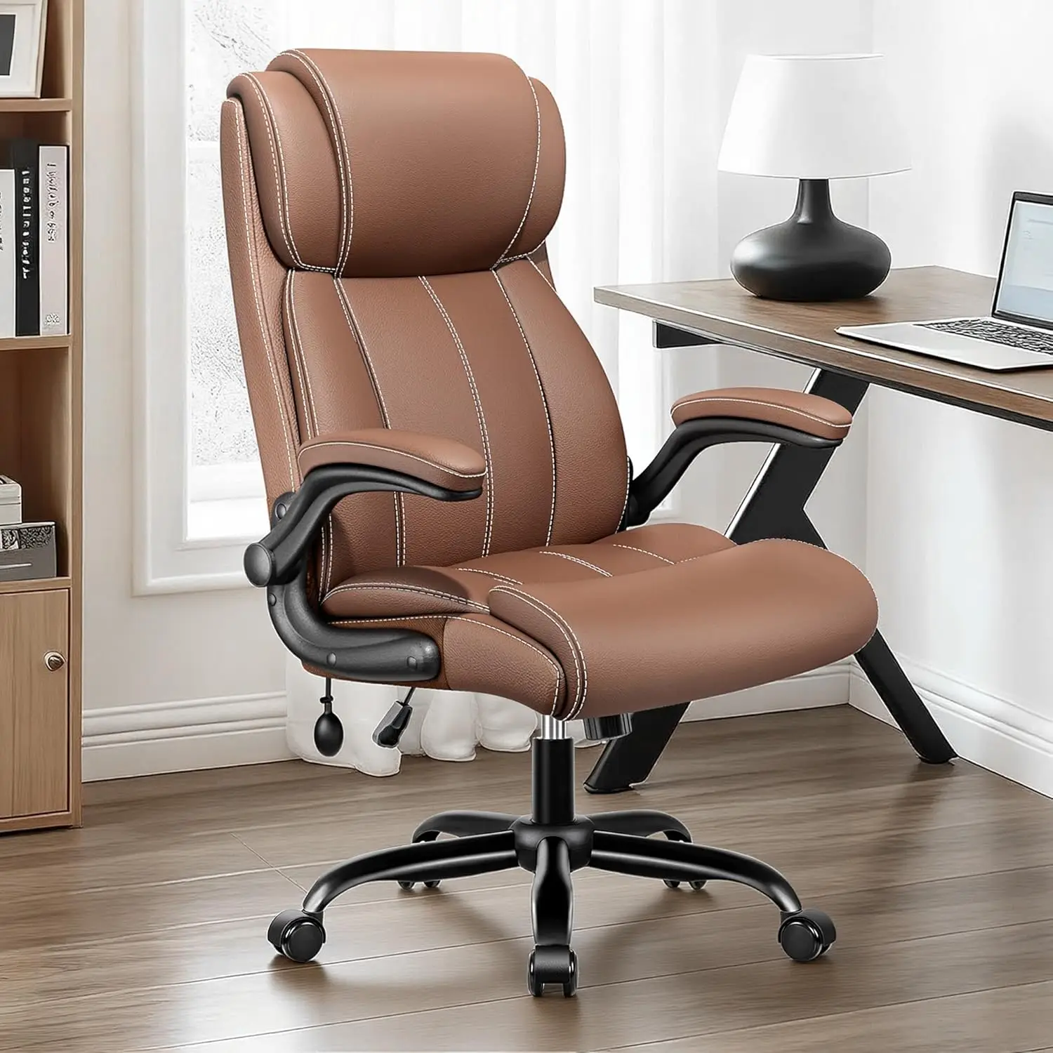 o*-Ergonomic Office Chair - Home Desk Computer Chair, Leather High Back Executive Chairs with Adjustable Lumbar, Customized
