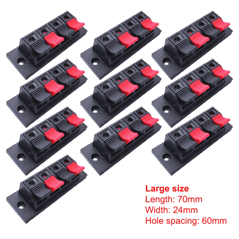 Picture 3: 10 PCS Plastic Large 2 4 Position Spring-Loaded Push-In Connector Terminals Audio Speaker/Breadboard/Amplifier Test Clip for DIY