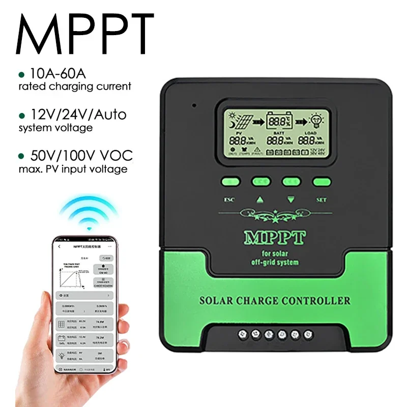 

Контроллер заряда солнечной батареи с Wi-Fi, MPPT, ЖК-дисплей, 12 В, 24 В