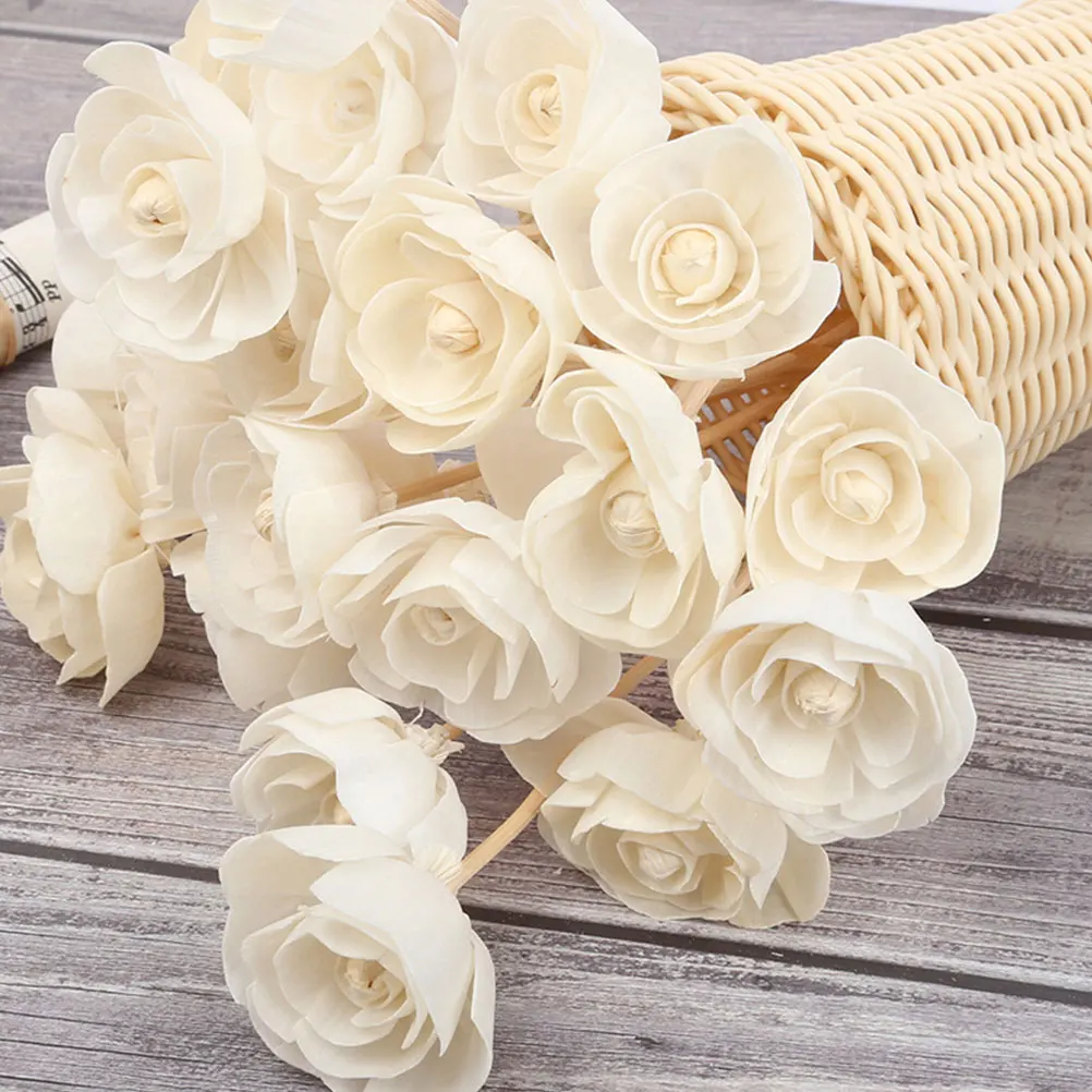 8pcs Aromatherapy Dried Flowers Rattan Flower Aroma Diffuser Sticks Natural Essential Oil Stick White Rose Aroma Oil Diffuser