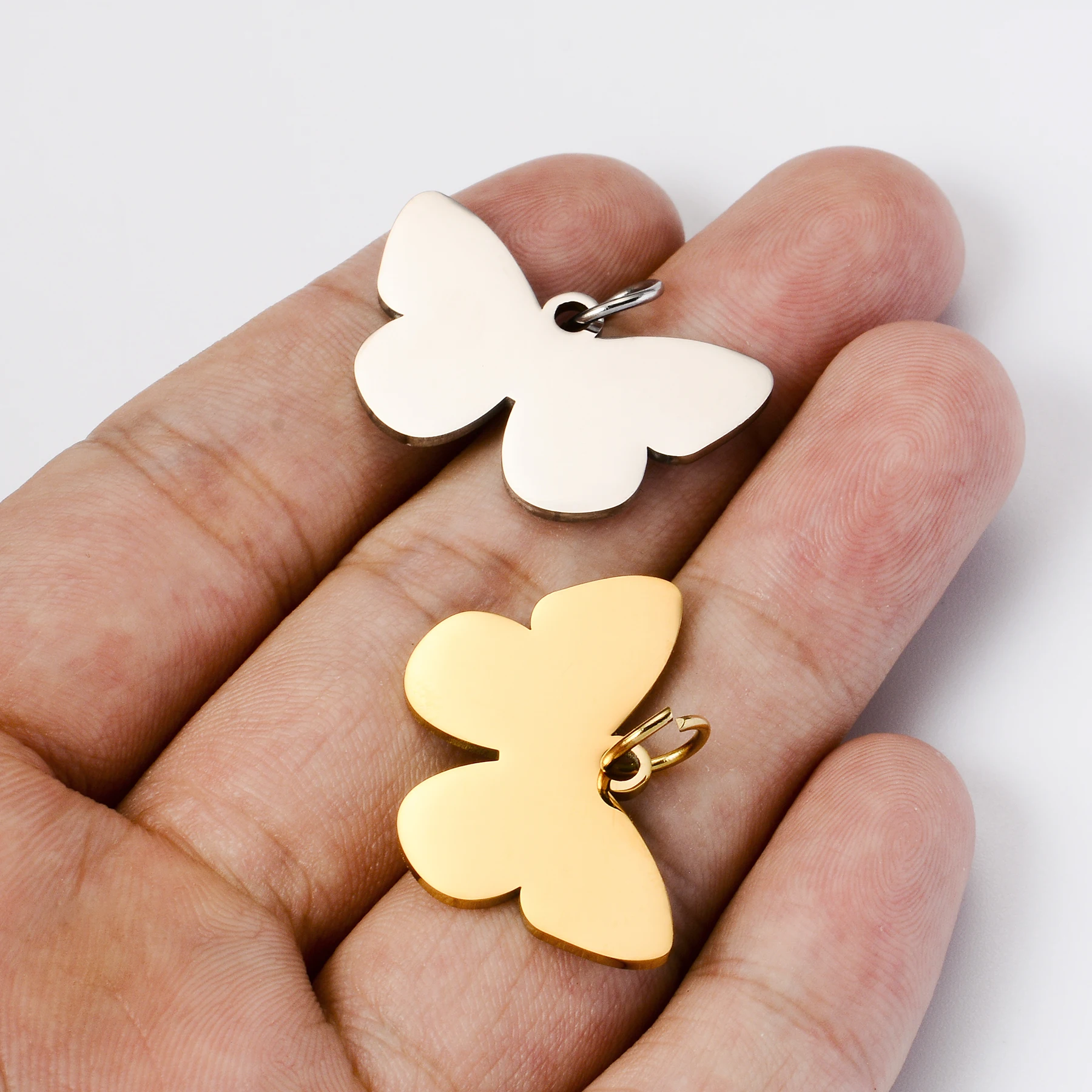 3Pcs 4 Colors Stainless Steel Butterfly Dog ID Tags Pet Blank Dog Cat Name Medal Collar Puppy Tag Pendant  Accessories 18x30mm