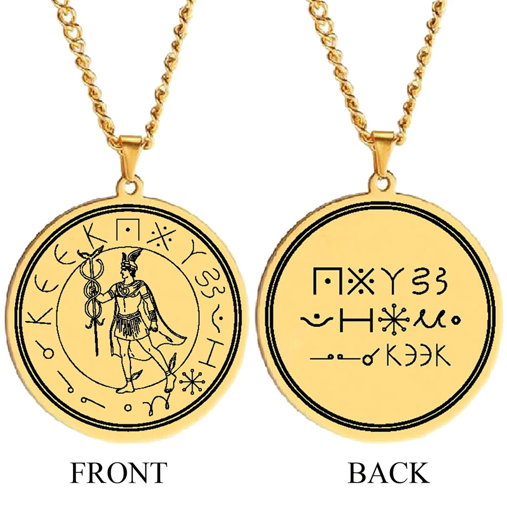 HLSS525 Hermes Greek Messenger God Mythology Gods of Greece Laser Engraving Talisman Amulet Stainless Steel Pendant Necklace