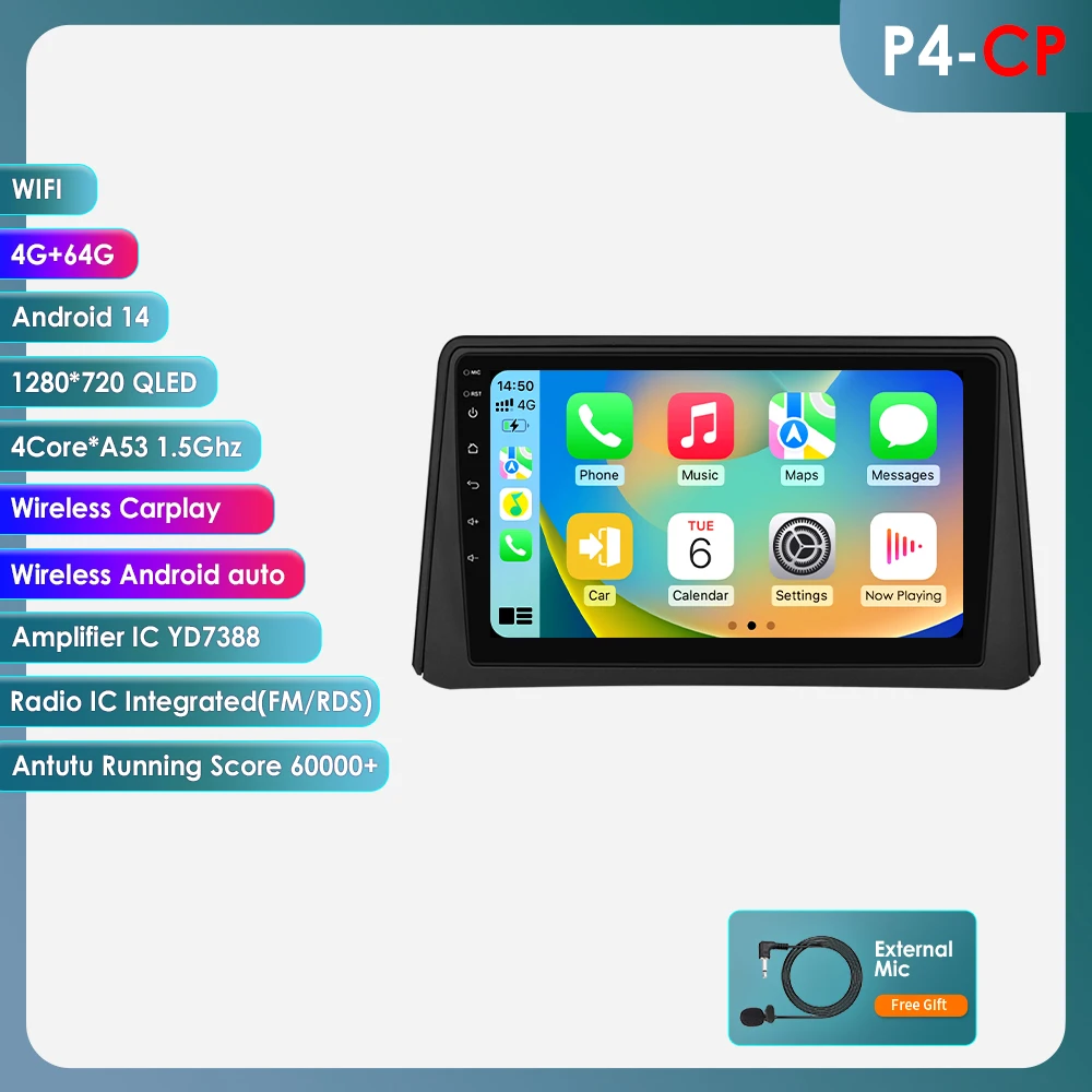 8G 128G 2Din Android 14 Autoradio Multimedia Speler voor Opel Mokka 2012 2013 2014 2015 2016 Autoradio GPS Navi Wifi Audio Stereo