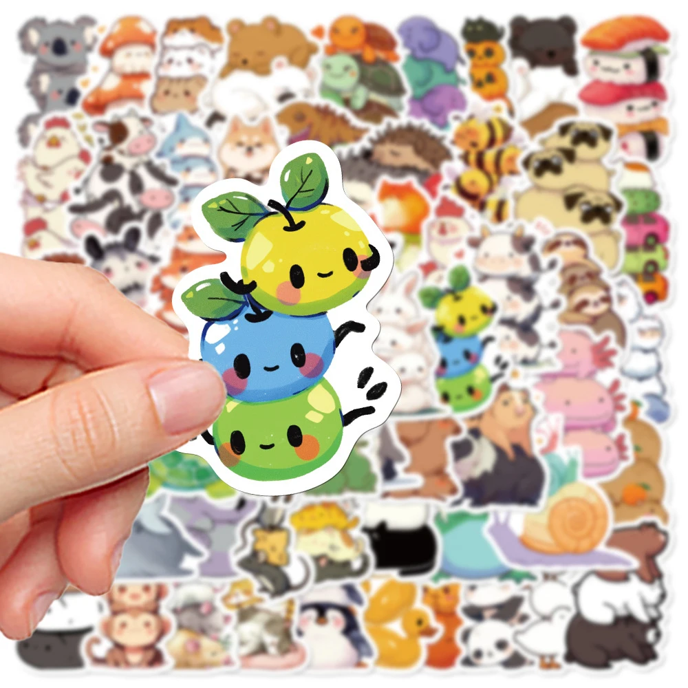 10/30/50pcs Kawaii Stacking Animal Stickers Decorative Stationery Luggage Phone Case Waterproof Cute Graffiti Sticker Toys