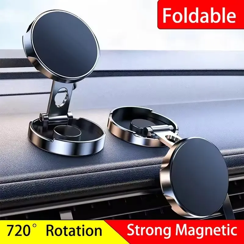 

Car Mobile Phone Stand Strong Magnetic Car Holder 720° Foldable Round Bracket Support for Universal Phones Mount Holders