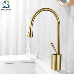 Modern Basin Faucet Brushed Gold Black Silver Faucet Deck Mounted Basin Sink Tap Mixer Hot & Cold Brass Tap for Bathroom