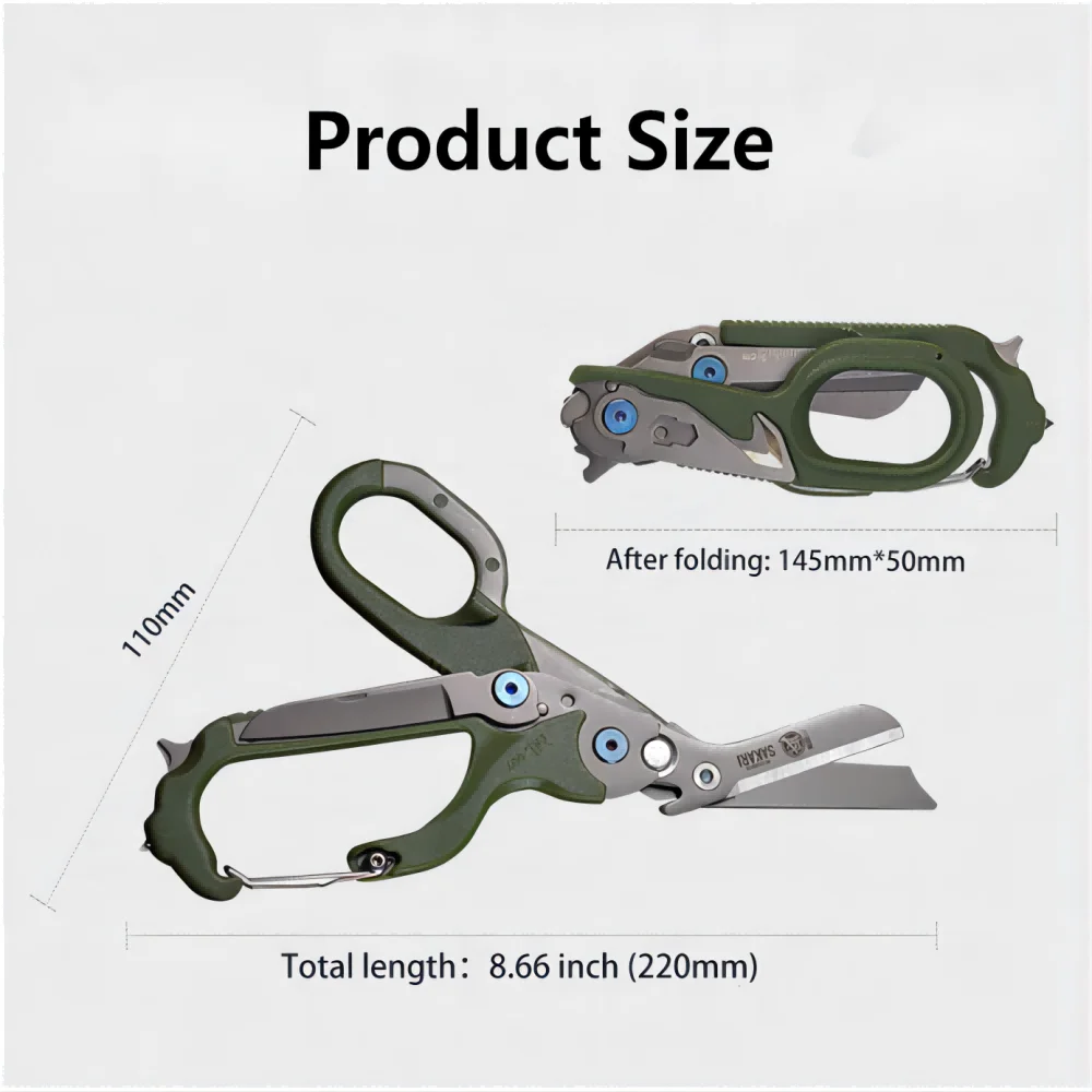 Multifunction Mini Portable Emergency Raptors Shears with Latch Tactical Folding Scissors Outdoor Survival Tool