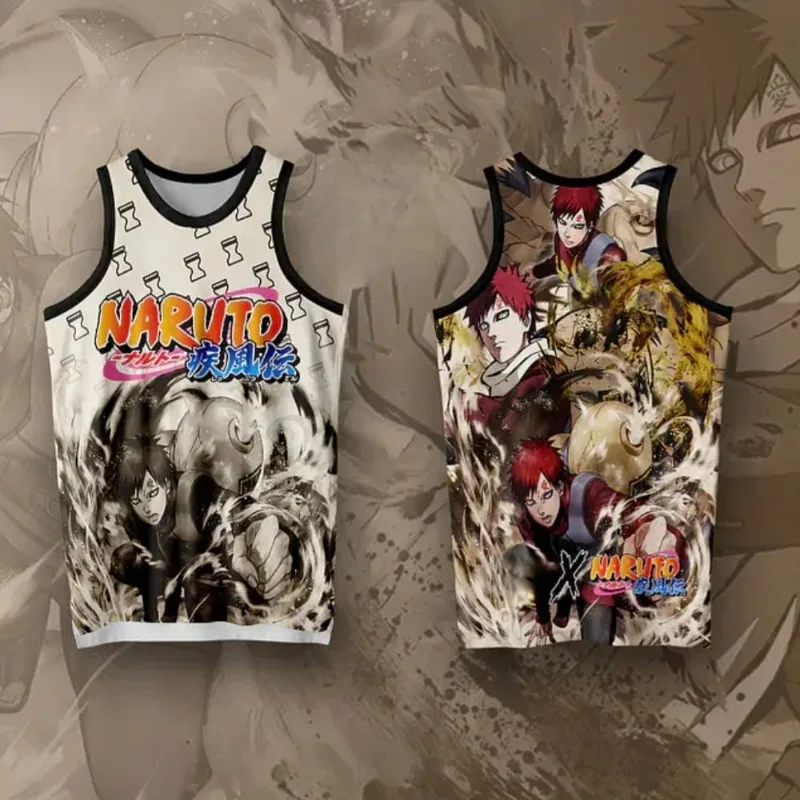 Chaleco de Baloncesto con Temática de Naruto Gaara 2026, Estilo Anime Shukaku de Una Cola, Unisex, Deportivo y Casual, Camiseta sin Mangas