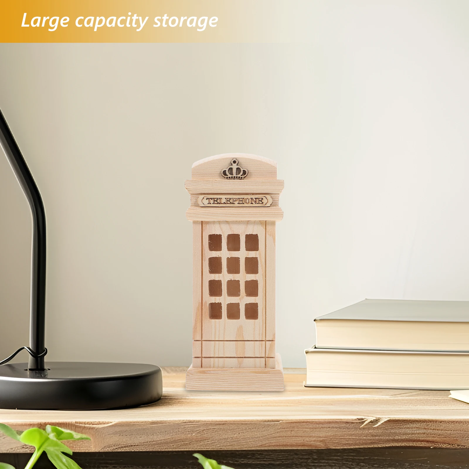

Diy Unfinished Wooden Money Box Craft Kit Handmade Coin Bank Jar For Adults Decorative Telephone Booth Style Large Capacity