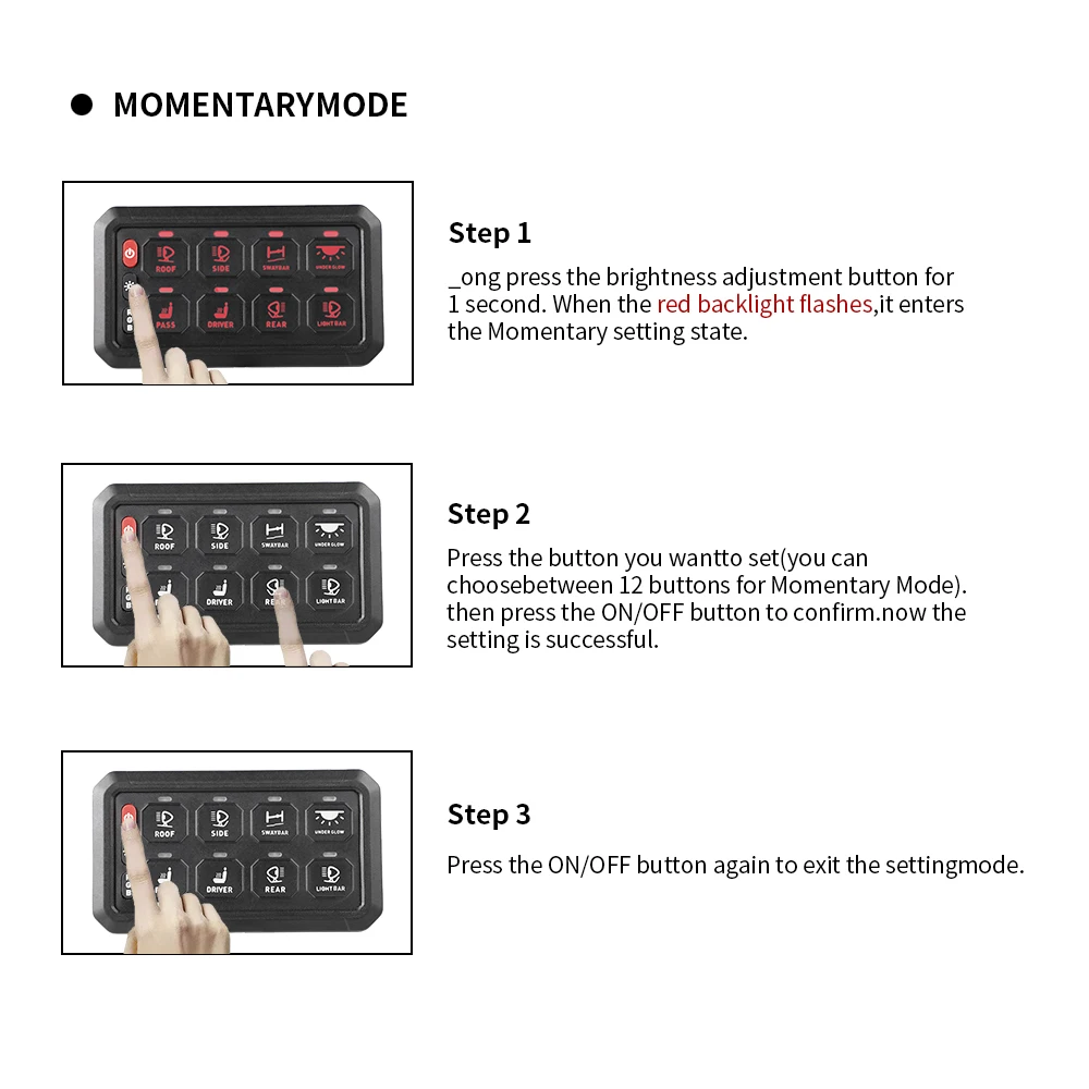 لوحة تحكم باللمس عالمية عالية الجودة ذات 8 مفاتيح RV على الطرق الوعرة التحديثية 8 اتجاهات مع صندوق التتابع