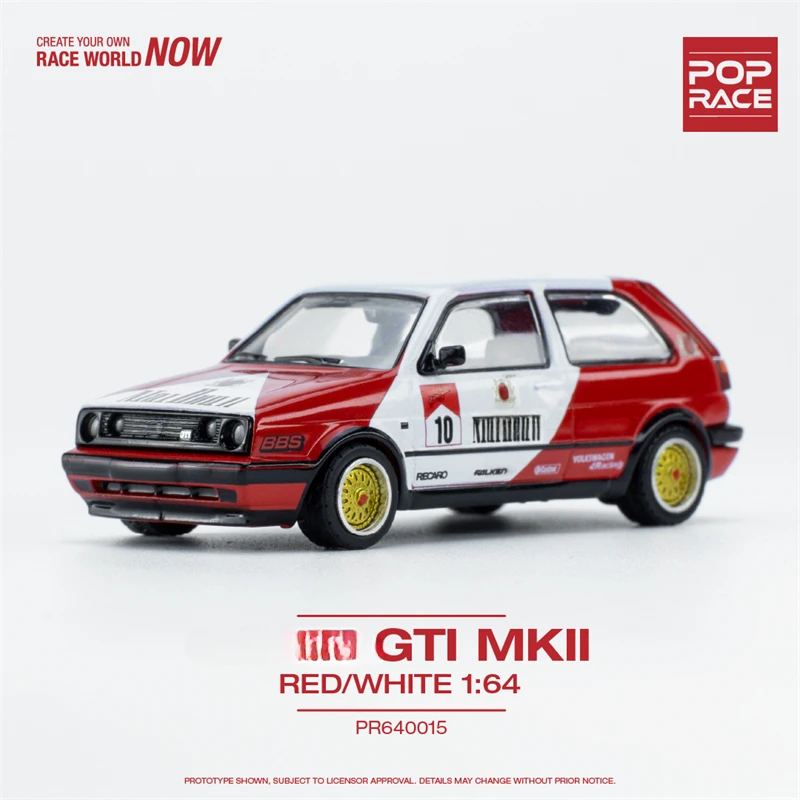 

PopRace 1:64 Golf GTI Красная белая модель автомобиля