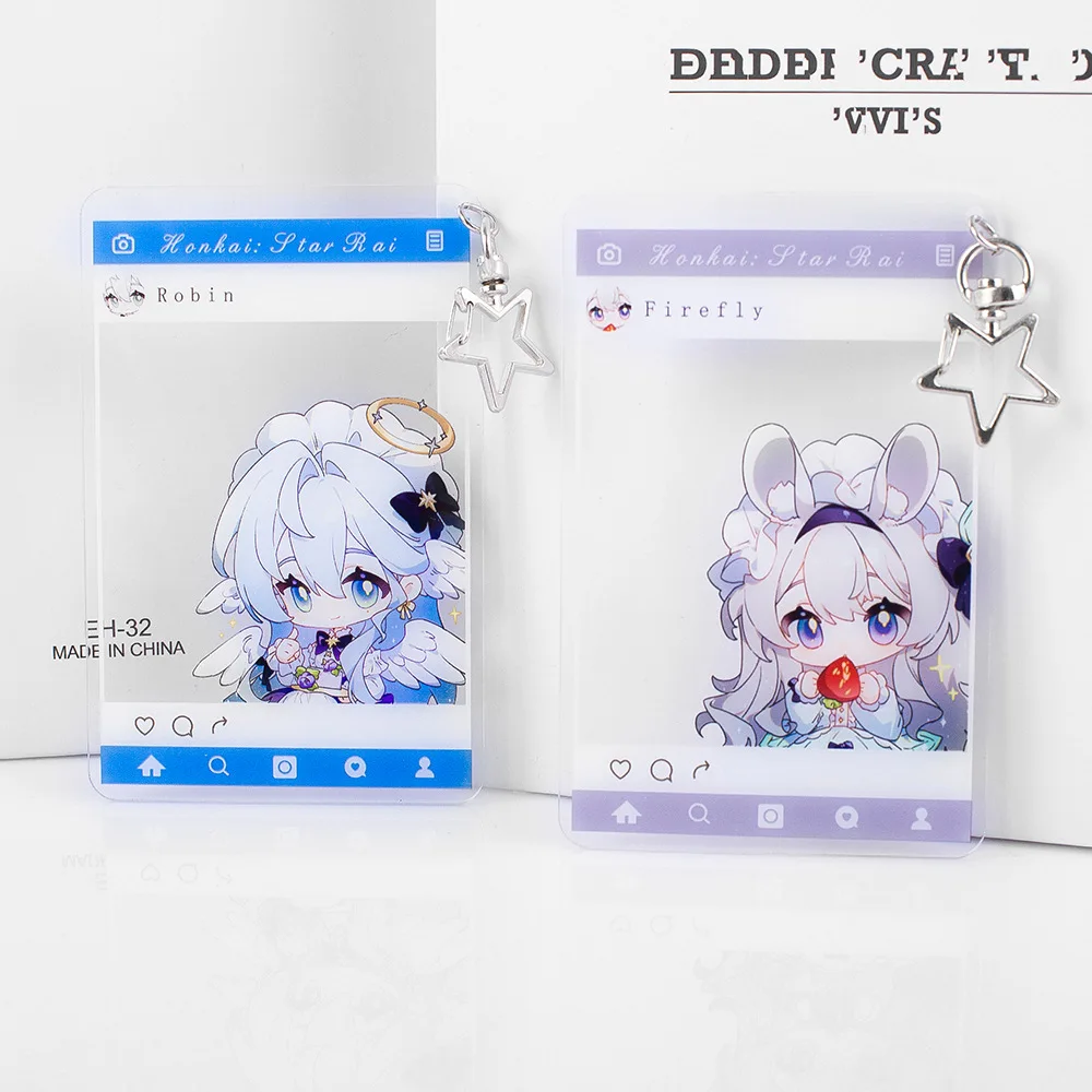 Honkai: Star Rail New Keychain Sunday Cute Cartoon Anime Group Photo Transparent Card Pendant Keyring Backpack Jewelry Gift