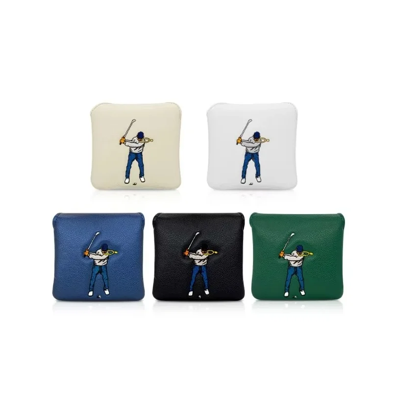 Golfer Silhouette Square Putter Head Cover - Protective & Stylish Golf Club Cover with Grip-Enhancing Design