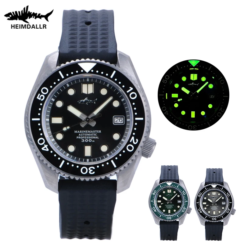 HEIMDALLR MM300 Titanium Watch NH35 Ceramic Bezel Waffle Strap C3 Luminous 300M Water Resistance Automatic Mechanical Dive Watch